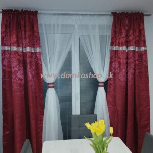 Dlhý závesový set TURIA – záclona + závesy – bordová
