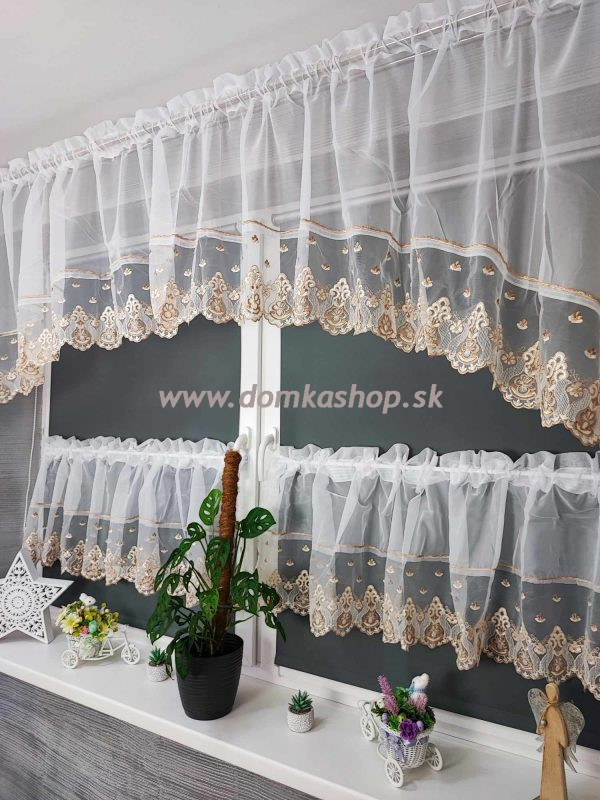 Záclonový set ROZA - záclona + vitrážka - béžová - Image 2