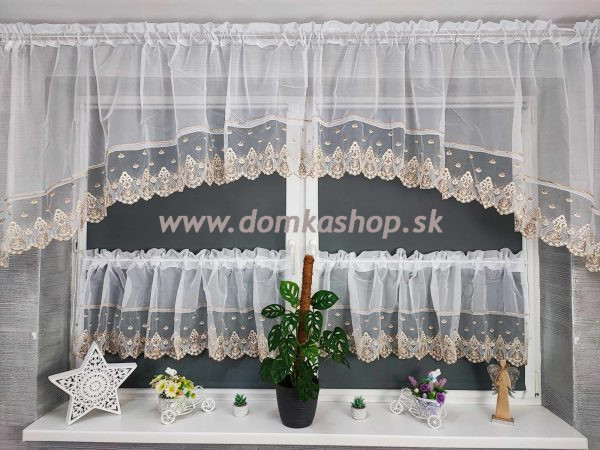 Záclonový set ROZA - záclona + vitrážka - béžová