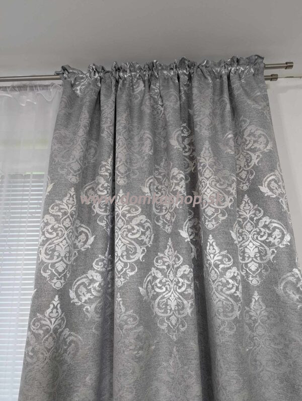 Závesy ORNAMENT na riasiacej páske- 2 x 150 x 250 cm - ŠEDÉ - Image 2