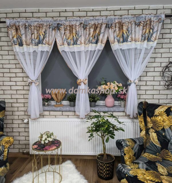 NOVÝ MODEL trojcípa záclona PRISKA - 400 x 160 cm - vzor 01