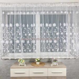Krátka vyšívaná záclona IVANA – 400 x 150 cm – VZOR 7046