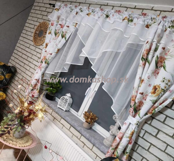 Hotová záclona ZUZANA kvetinová 400 x 155 cm - vzor 02