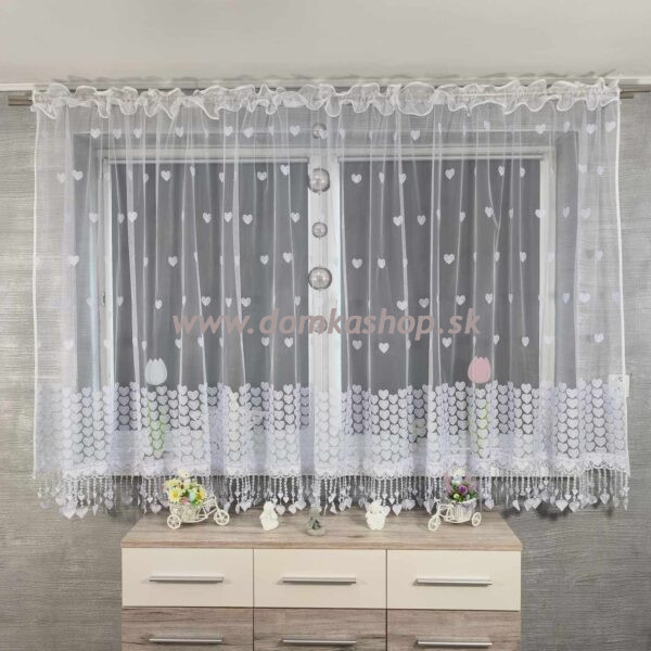 Vyšívaná záclona LEONA s krajkou - 400 x 160 cm - vzor 6042